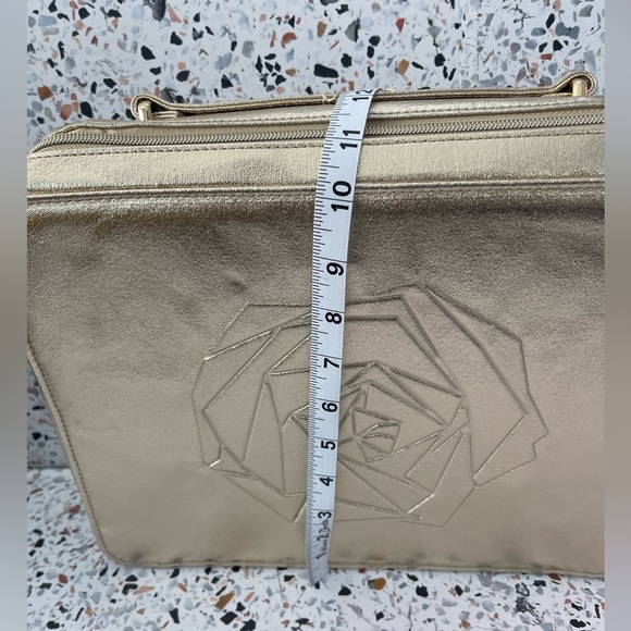 Lancome Gold Cosmetic Bag with Embossed Floral Design - Picture 16 of 16